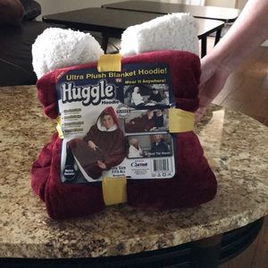 Brand new burgundy “Huggle” blanket - never used